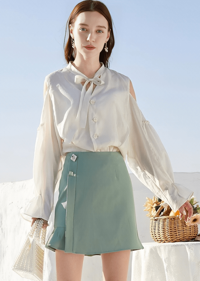BOW TIE COLLAR VINTAGE BLOUSE - Vera Lumina