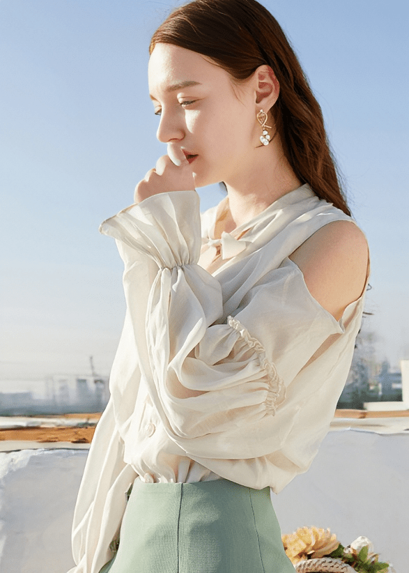BOW TIE COLLAR VINTAGE BLOUSE - Vera Lumina