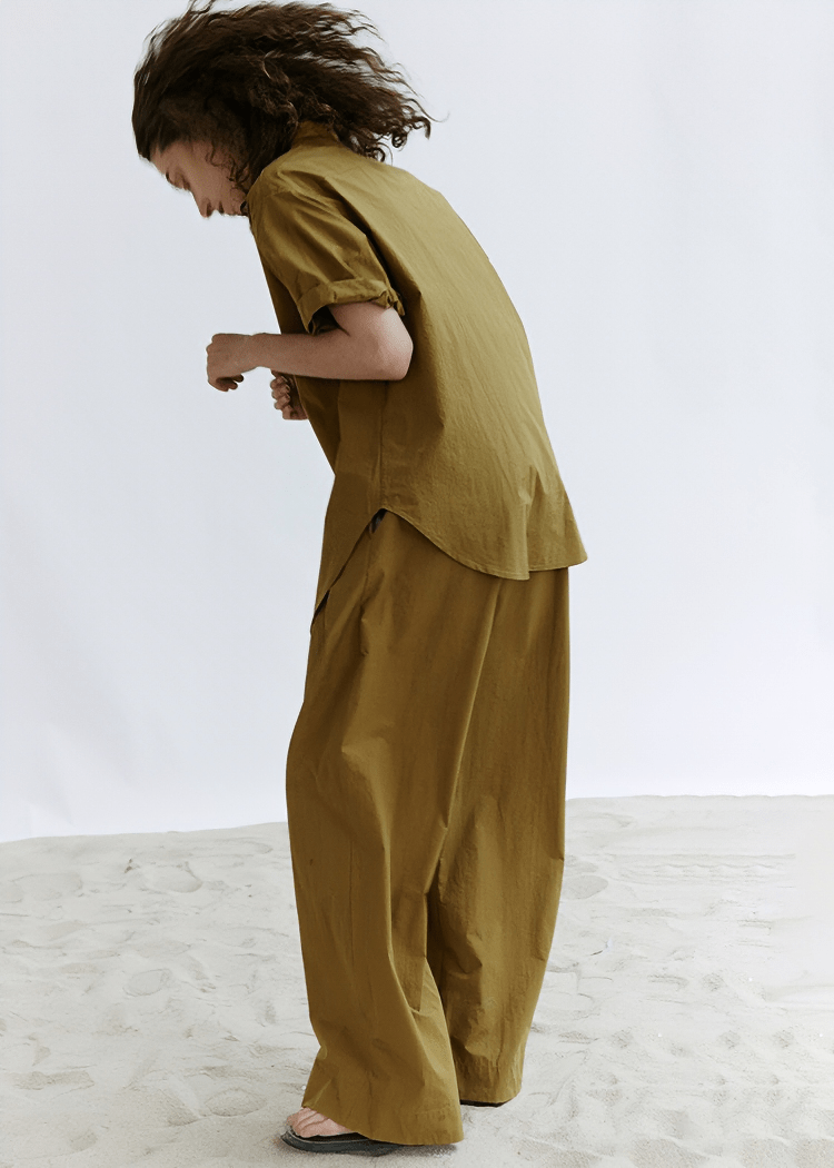 BOXY SHORT SLEEVE BUTTON UP SHIRT - Vera Lumina