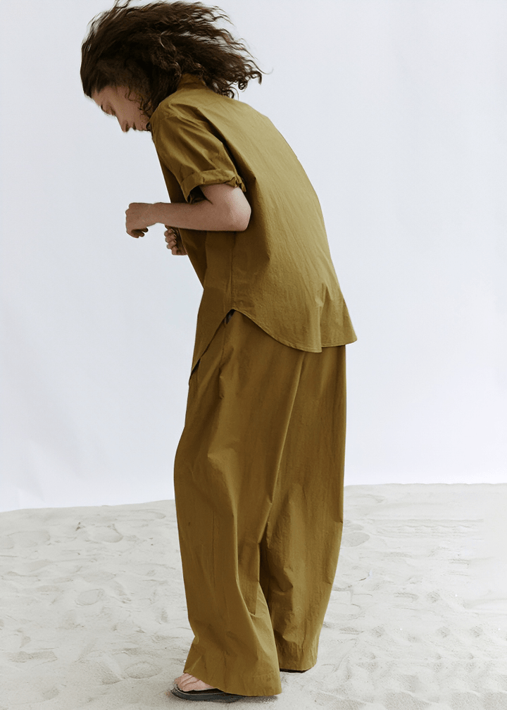 BOXY SHORT SLEEVE BUTTON UP SHIRT - Vera Lumina