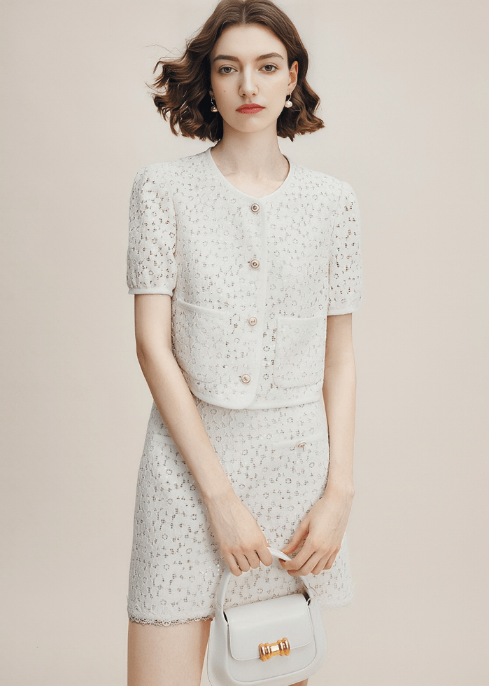 BRODERIE ANGLAISE PUFF SLEEVE JACKET - Vera Lumina