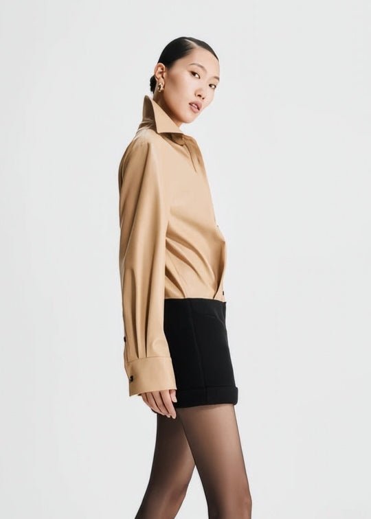 button down collar short dress - Vera Lumina