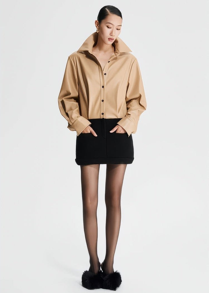 button down collar short dress - Vera Lumina