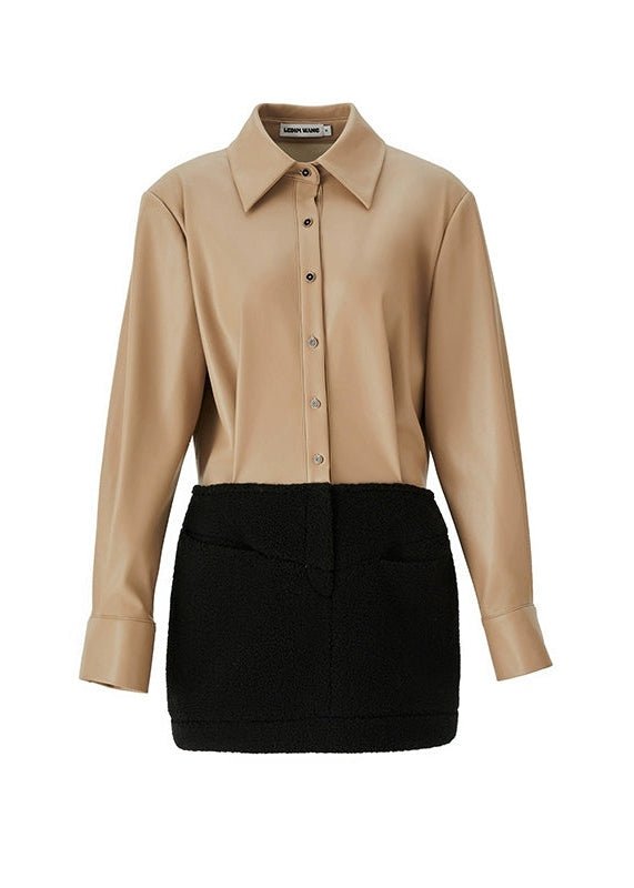 button down collar short dress - Vera Lumina