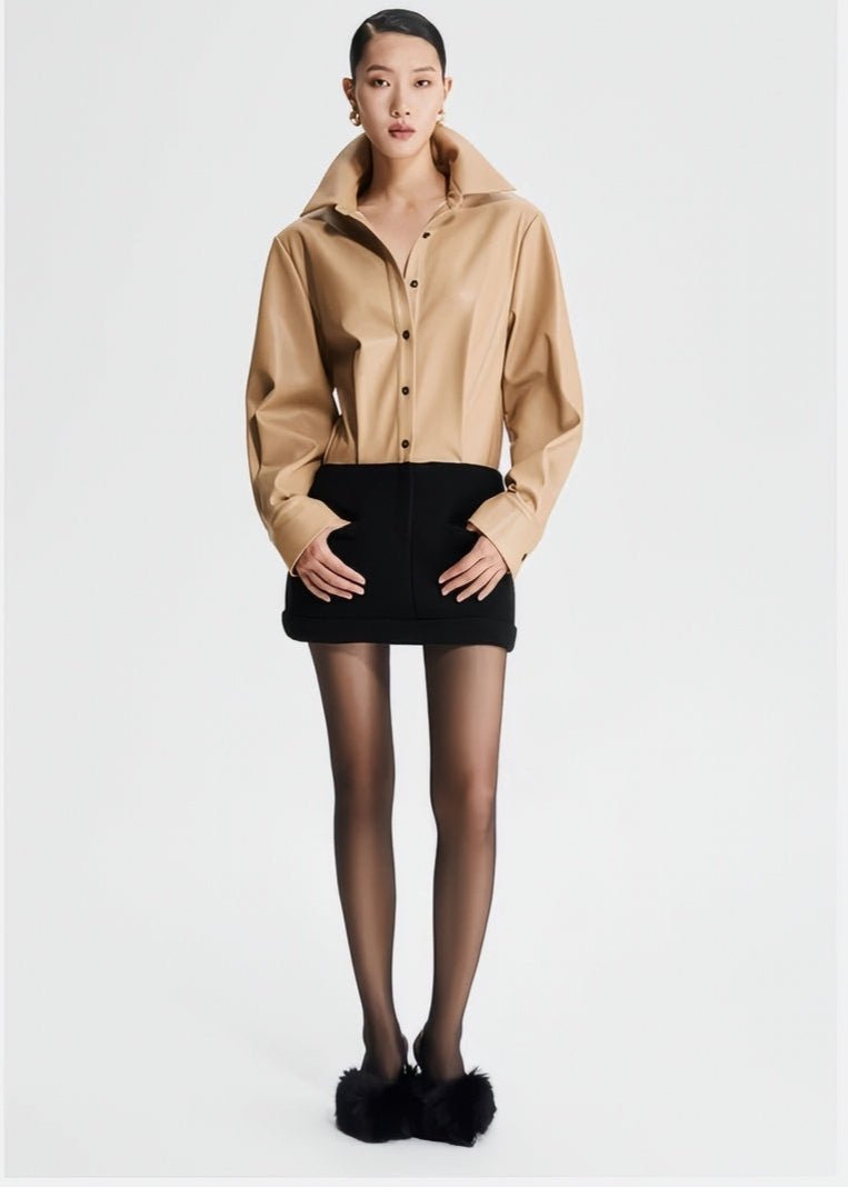 button down collar short dress - Vera Lumina