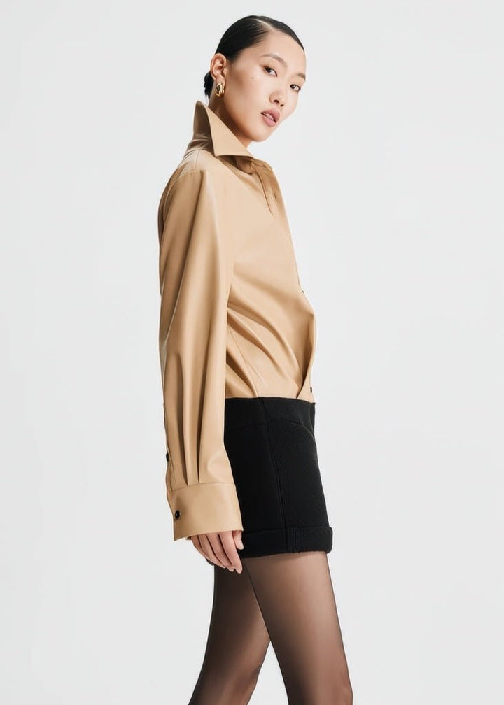 button down collar short dress - Vera Lumina