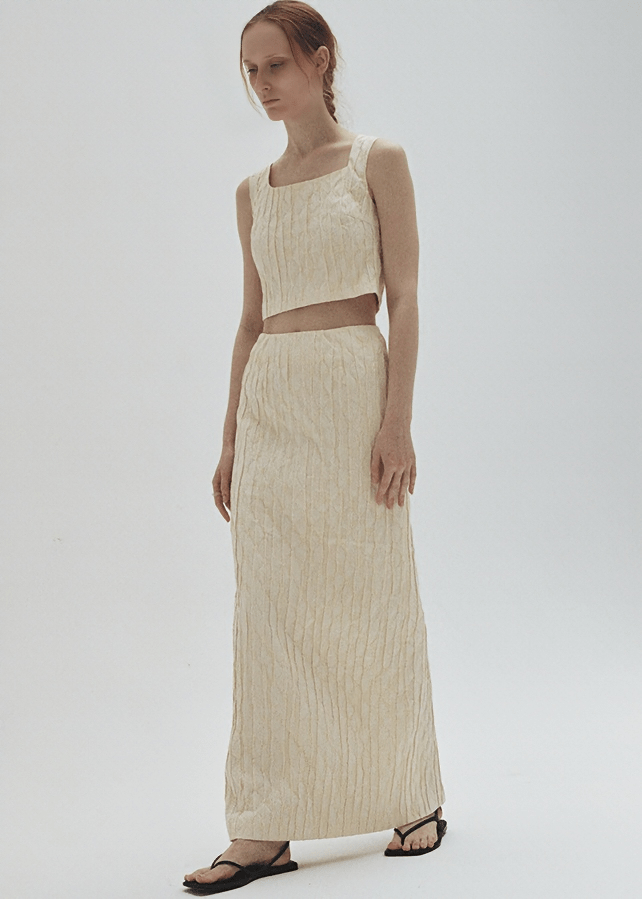 CABLE KNIT COLUMN MAXI SKIRT - Vera Lumina