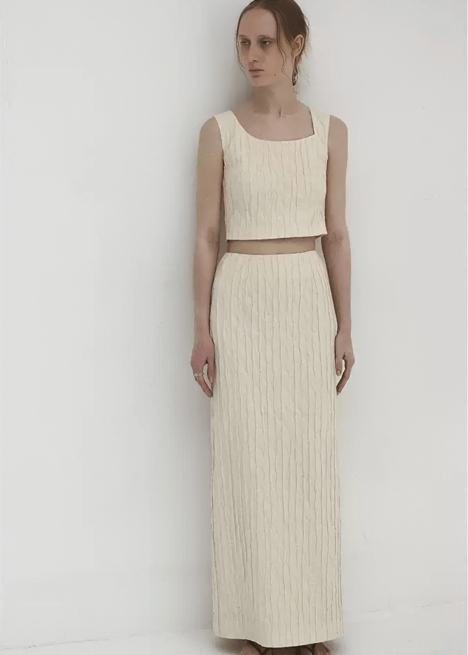 CABLE KNIT COLUMN MAXI SKIRT - Vera Lumina