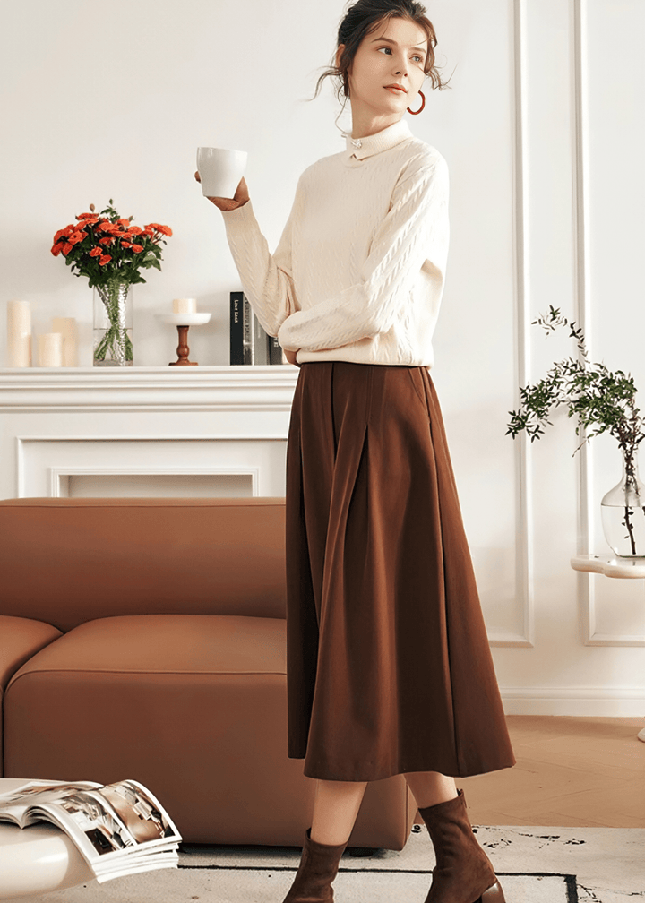 CABLE KNIT MOCK NECK SWEATER - Vera Lumina