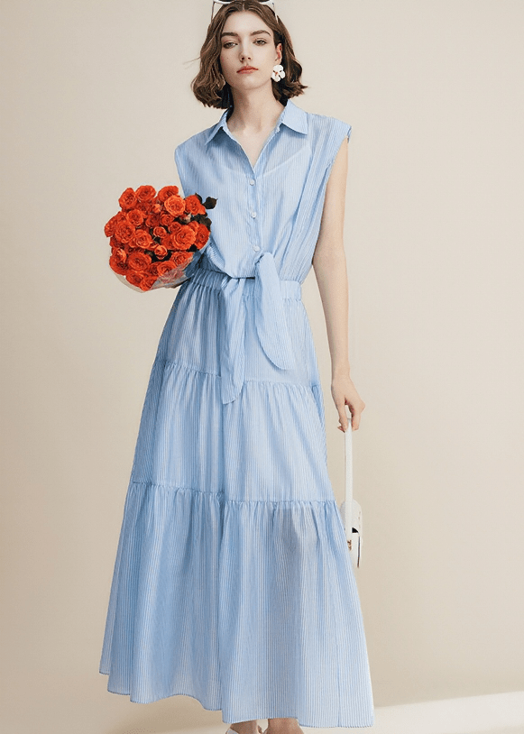 CASCADING STRIPE SHIRT DRESS - Vera Lumina