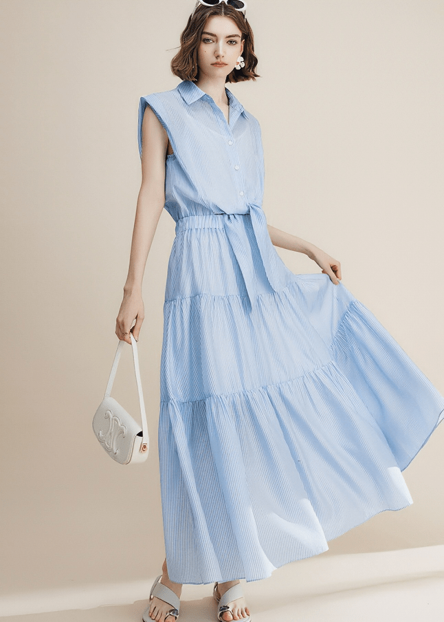 CASCADING STRIPE SHIRT DRESS - Vera Lumina