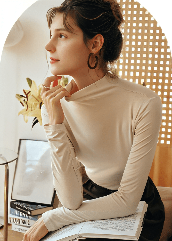 CASHMERE TOUCH MOCK NECK TOP - Vera Lumina