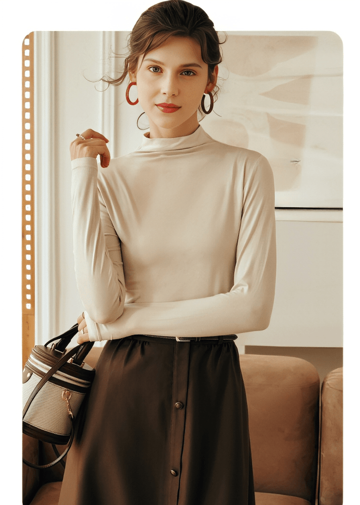 CASHMERE TOUCH MOCK NECK TOP - Vera Lumina