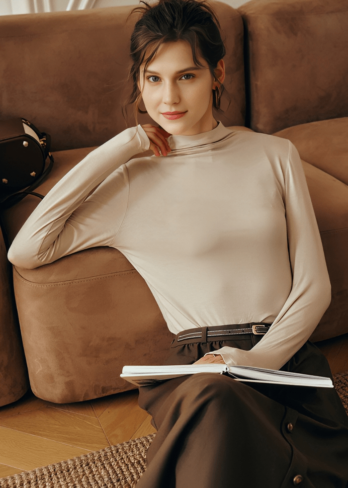 CASHMERE TOUCH MOCK NECK TOP - Vera Lumina