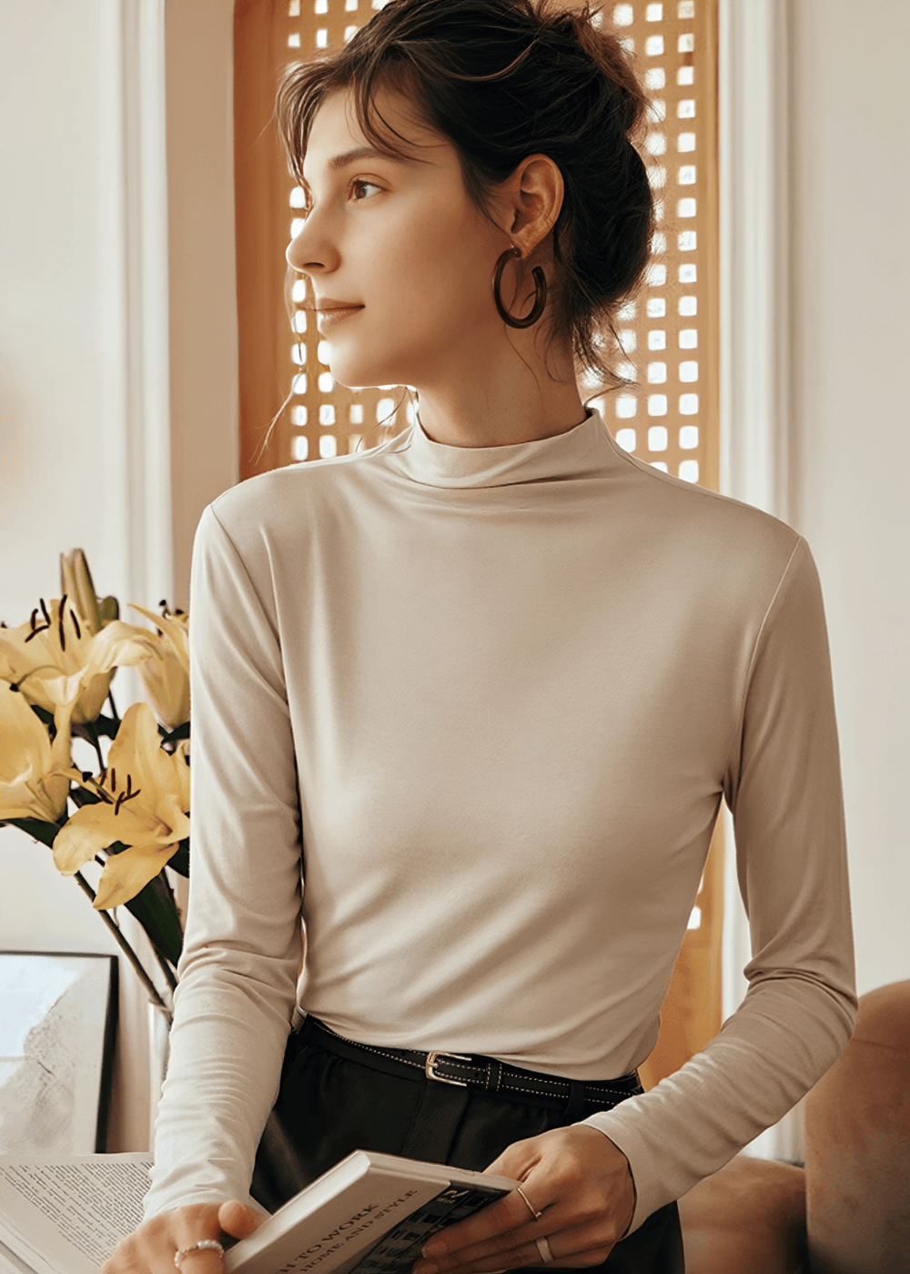 CASHMERE TOUCH MOCK NECK TOP - Vera Lumina