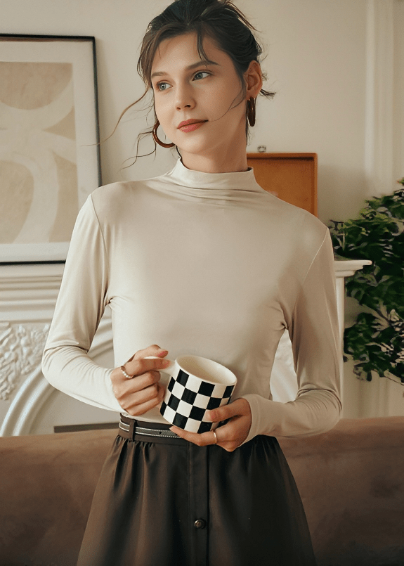 CASHMERE TOUCH MOCK NECK TOP - Vera Lumina