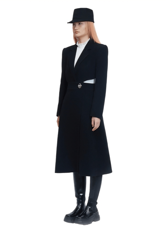 cashmere wool small waist long coat - Vera Lumina