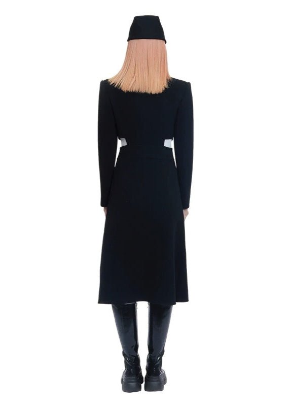 cashmere wool small waist long coat - Vera Lumina