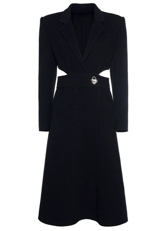 cashmere wool small waist long coat - Vera Lumina