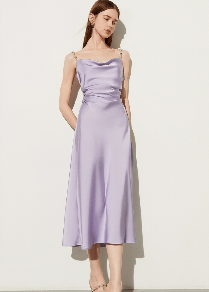 CHAIN COWL MIDI DRESS - Vera Lumina