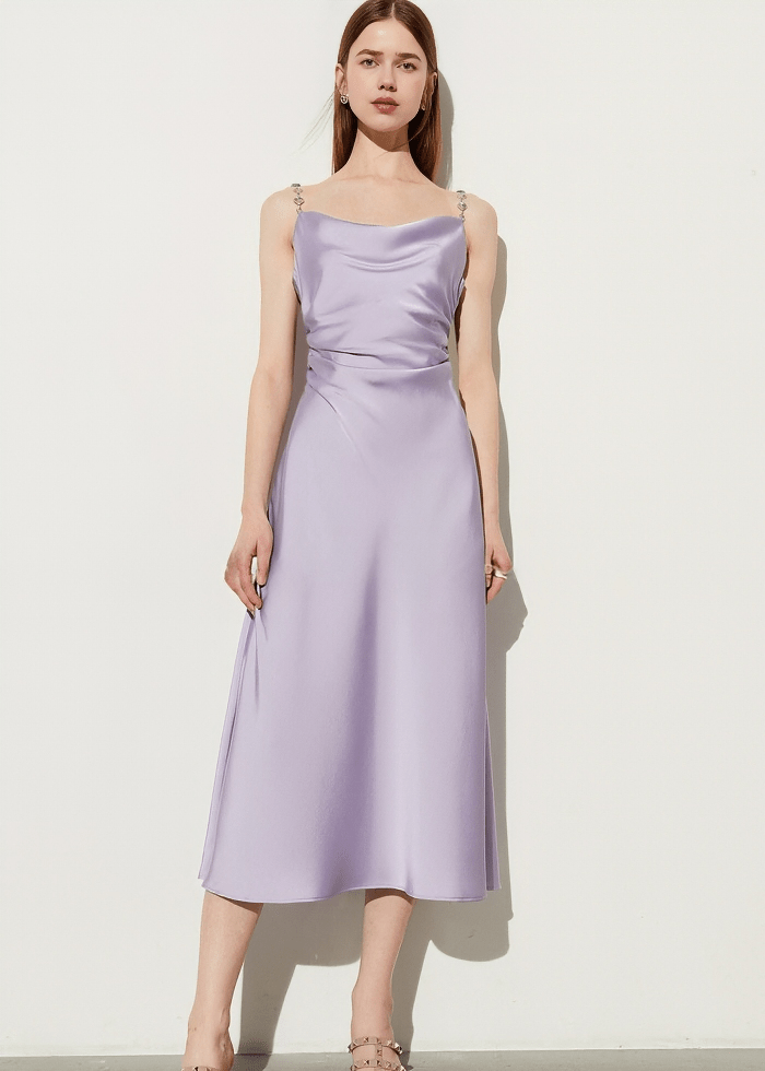 CHAIN COWL MIDI DRESS - Vera Lumina