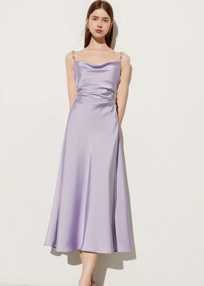 CHAIN COWL MIDI DRESS - Vera Lumina