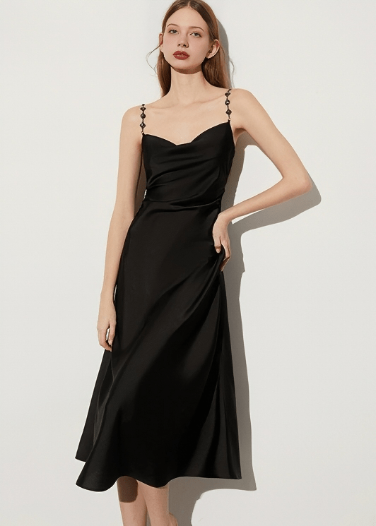 CHAIN COWL MIDI DRESS - Vera Lumina