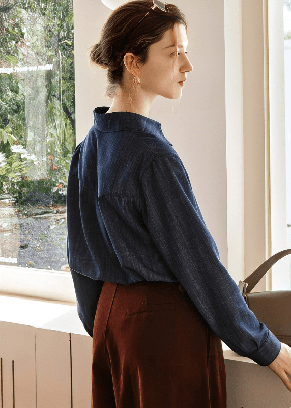 CHAMBRAY LOGO EMBROIDERED SHIRT - Vera Lumina