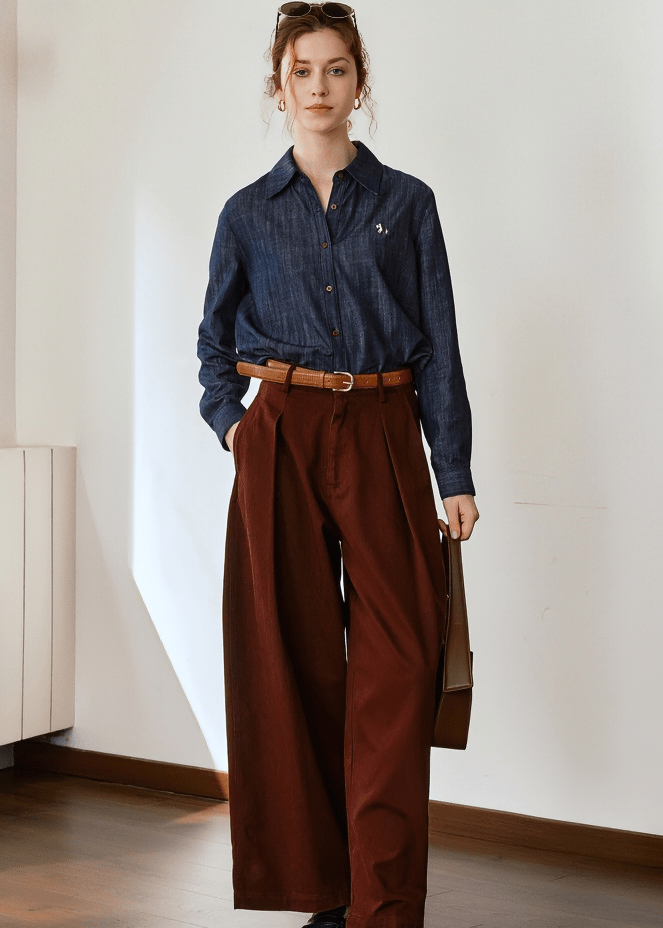CHAMBRAY LOGO EMBROIDERED SHIRT - Vera Lumina