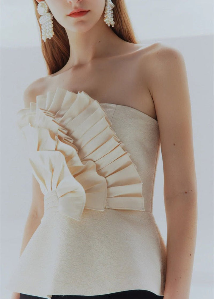 champagne design satin bandeau top - Vera Lumina
