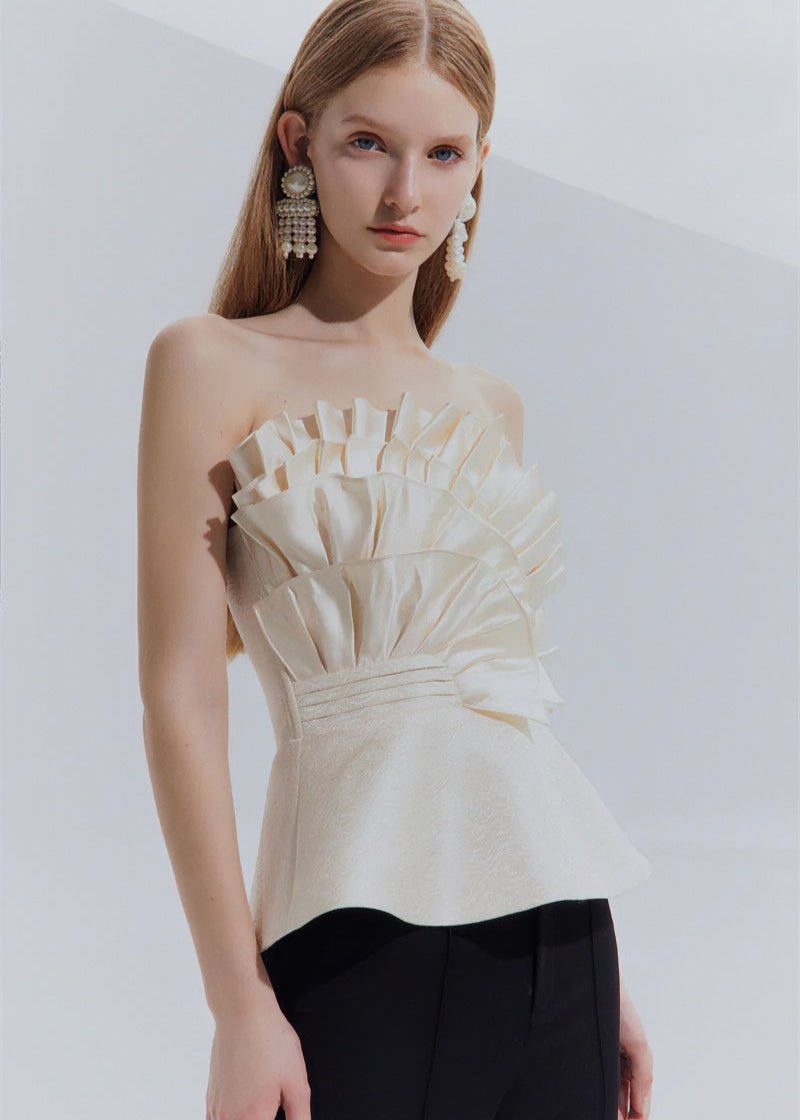 champagne design satin bandeau top - Vera Lumina