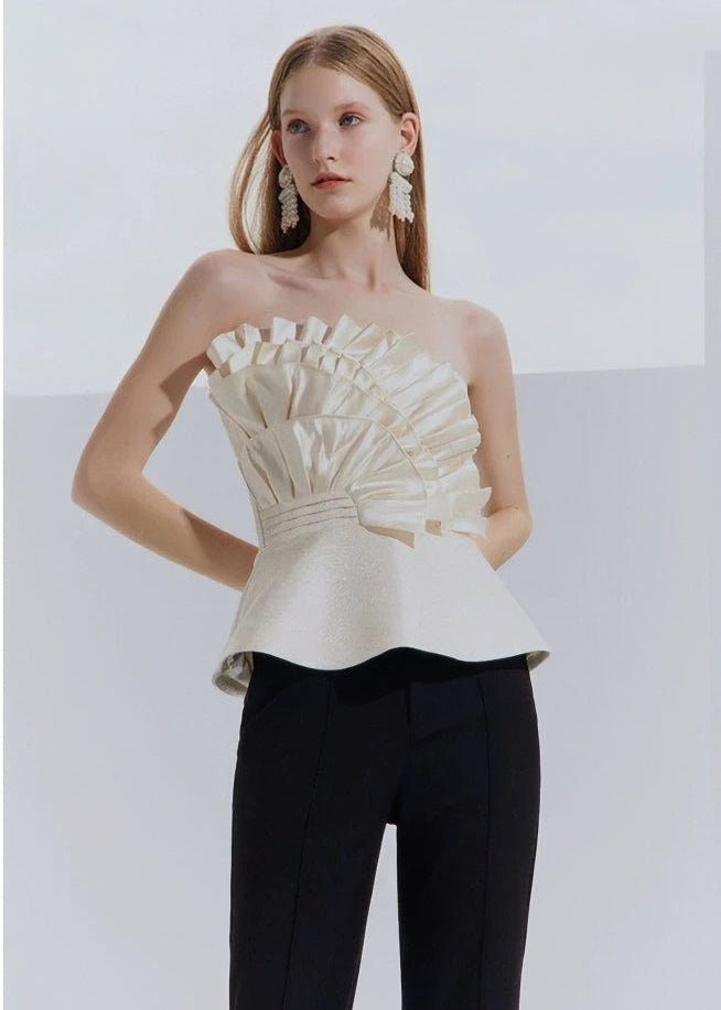 champagne design satin bandeau top - Vera Lumina