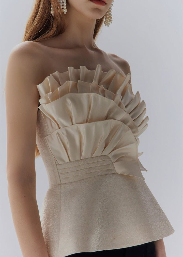 champagne design satin bandeau top - Vera Lumina