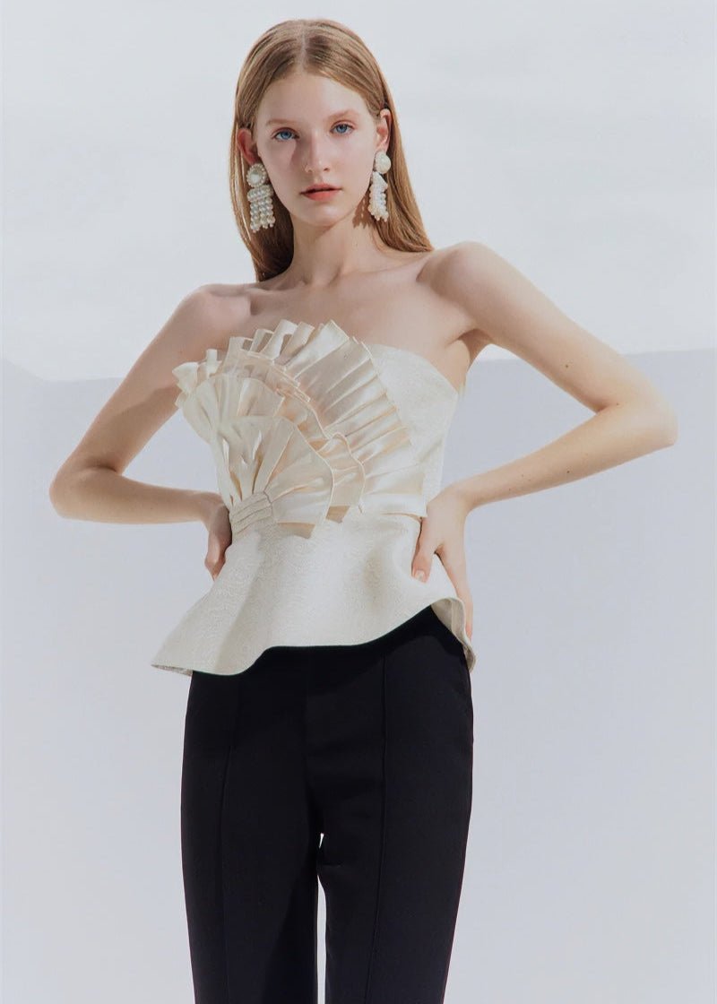 champagne design satin bandeau top - Vera Lumina