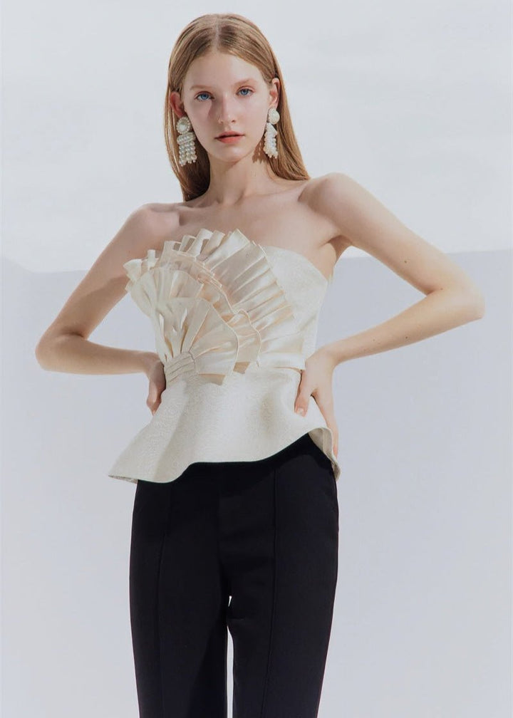 champagne design satin bandeau top - Vera Lumina