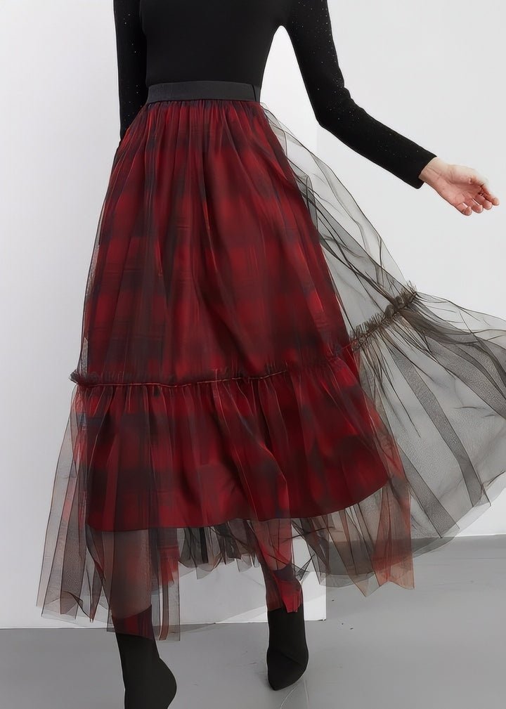Checkered Tulle Tiered Skirt - Vera Lumina