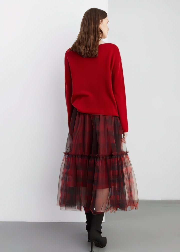 Checkered Tulle Tiered Skirt - Vera Lumina