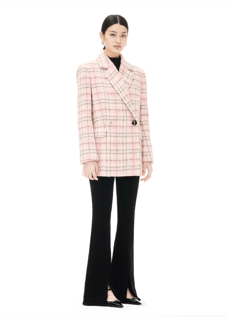 checkered wool short coat - Vera Lumina