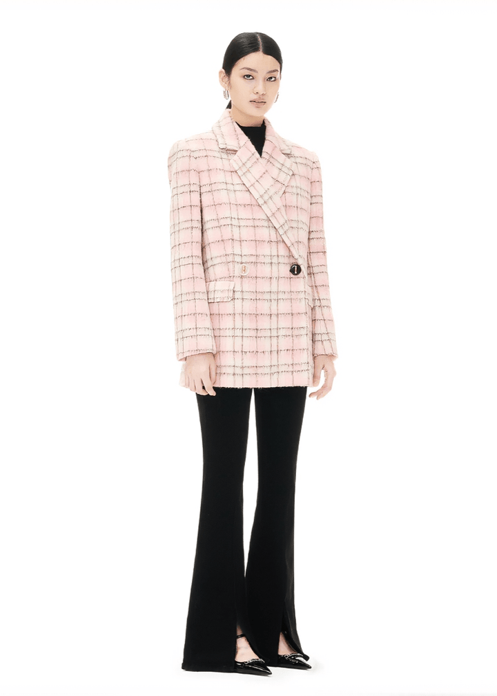 checkered wool short coat - Vera Lumina