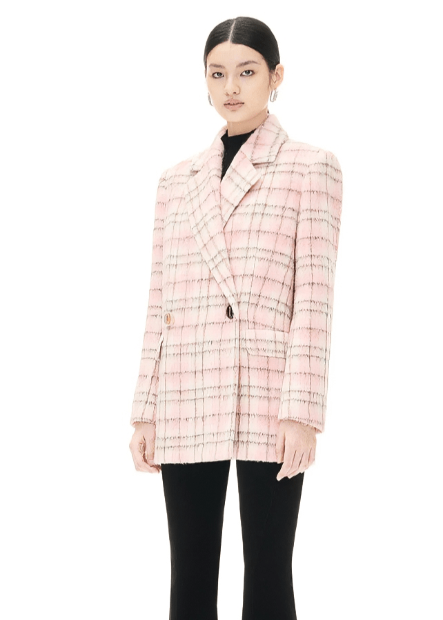 checkered wool short coat - Vera Lumina