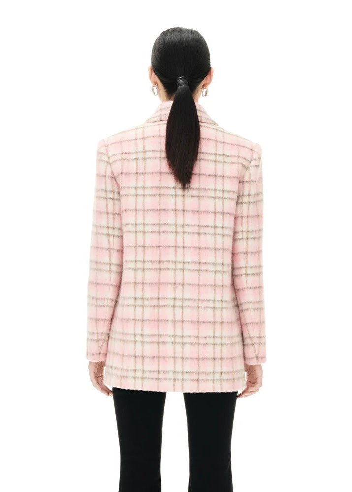 checkered wool short coat - Vera Lumina