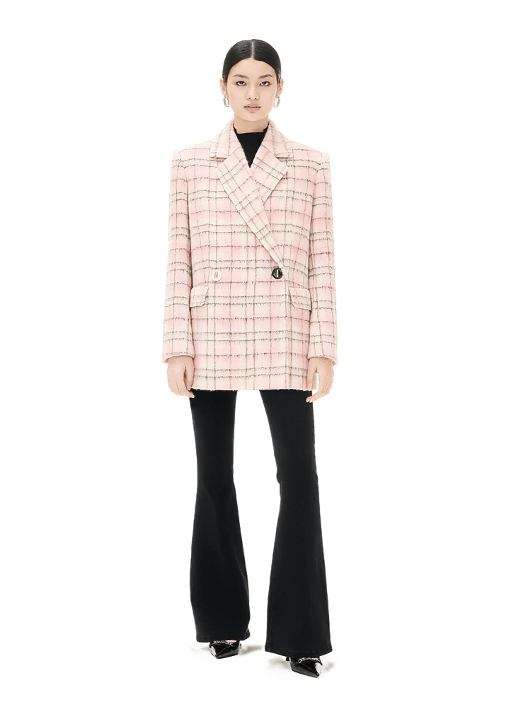 checkered wool short coat - Vera Lumina
