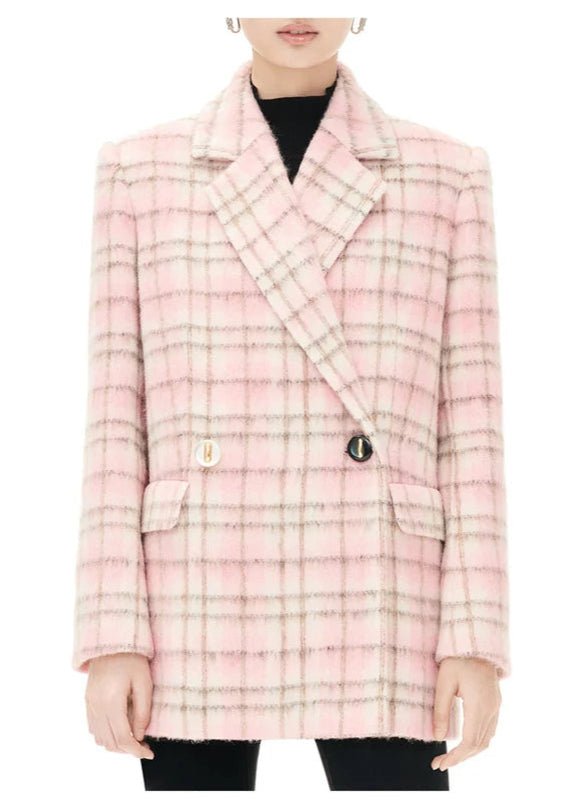 checkered wool short coat – Vera Lumina