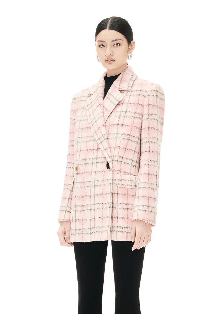 checkered wool short coat - Vera Lumina