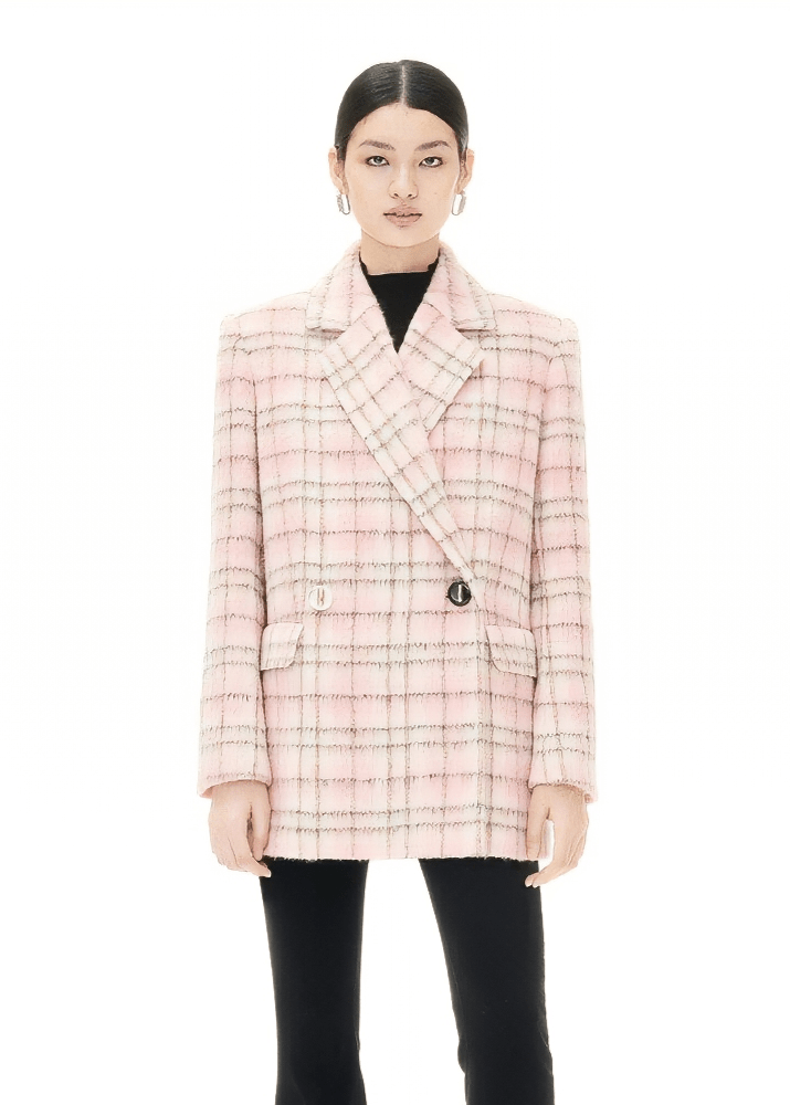 checkered wool short coat - Vera Lumina