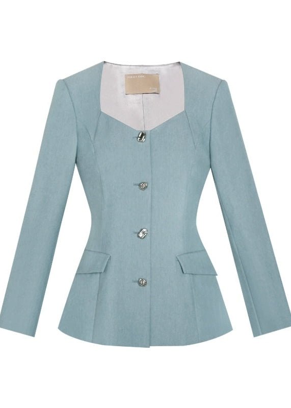 Classic blue jacket & slit slightly flared pants - Vera Lumina