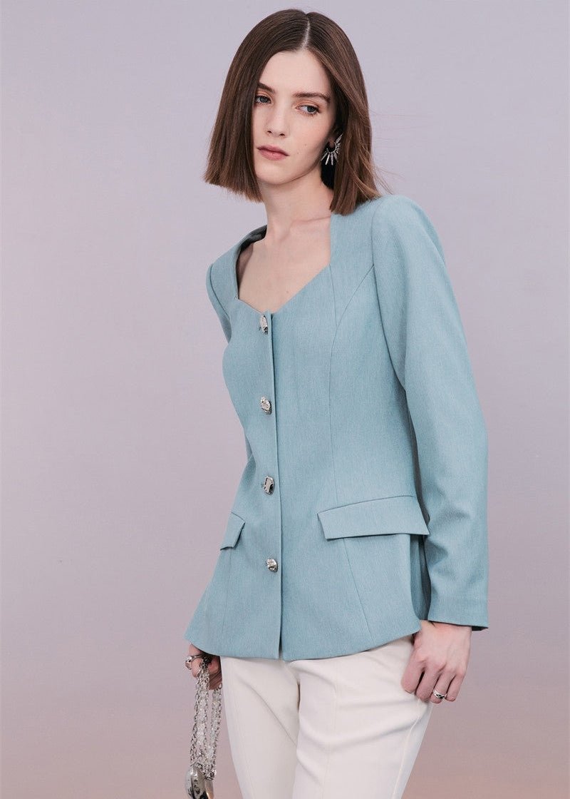 Classic blue jacket & slit slightly flared pants - Vera Lumina