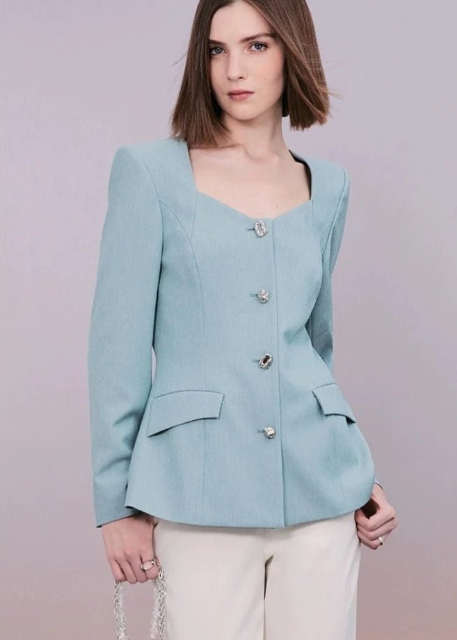 Classic blue jacket & slit slightly flared pants - Vera Lumina
