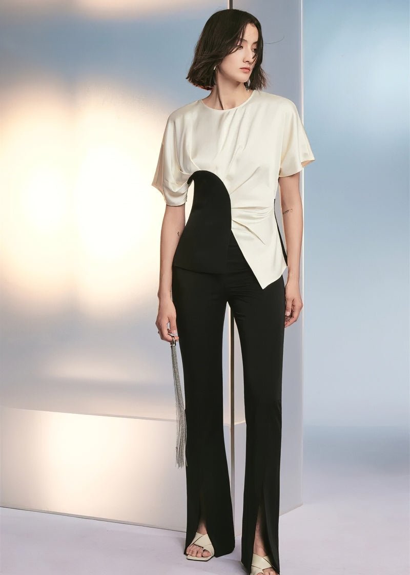 Classic geometric satin top & Skirt - Vera Lumina