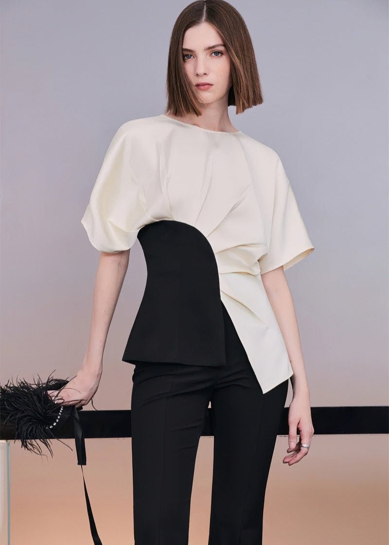 Classic geometric satin top & Skirt - Vera Lumina